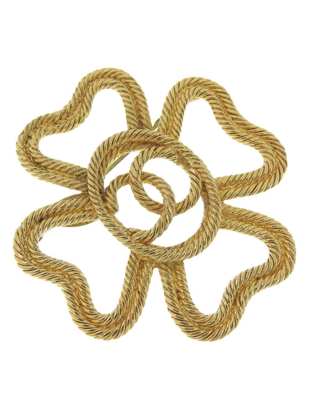 Chanel Cc Logo Clover Brooch Metal #228752C10B